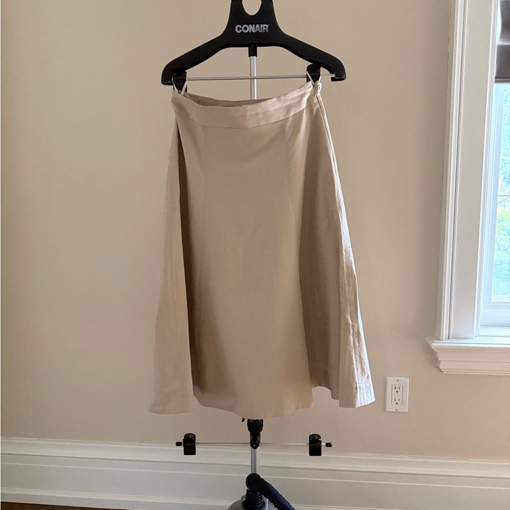 Classic Beige Linen A-Line Women's Skirt